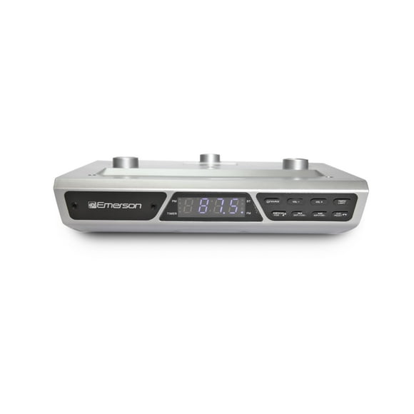 Emerson EKR-1000 Undercabinet Bluetooth Speaker with FM Radio, Silver