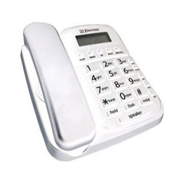 Emerson EM2646 white Wall Mountable Big Button Corded Phone with Caller