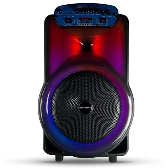 Emerson EMR-EDS-1220-EM 12 in. Portable Bluetooth Party Speaker with Flame Lighting - Black