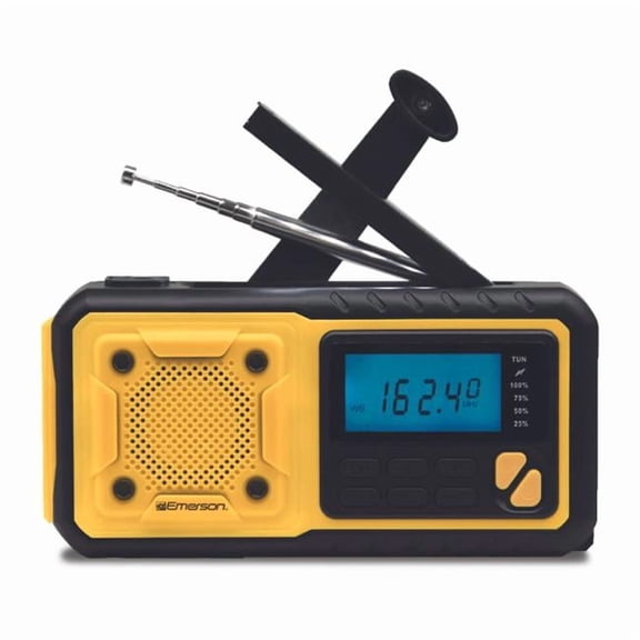Emerson EMR-ER-7051-EM Emergency AM & FM Radio with Weather Band, Flashlight & Power Bank - Yellow