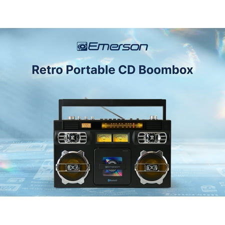 Emerson EPB-3004 Retro Portable CD Boombox with AM/FM Radio, Black