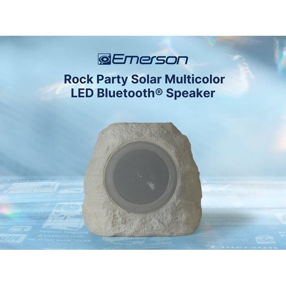 Emerson ERS-1002 Bluetooth Solar Rock Speaker with Multicolor LED Lighting