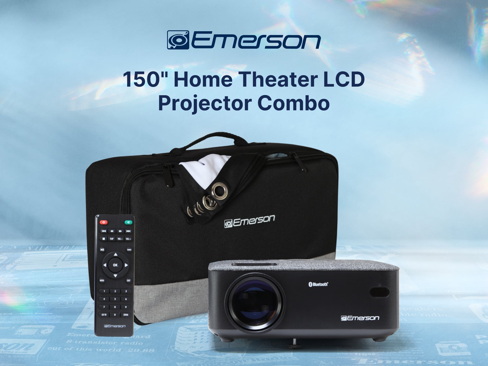 Emerson EVP-2001C Portable Projector with Portable Screen and Carrying Case, Black