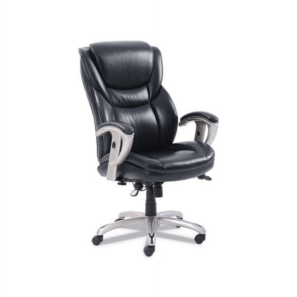 SertaPedic Emerson Luxe Executive Leather Task Chair, Black with Silver Base