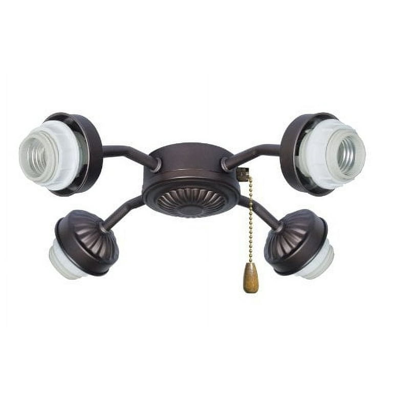 4-Light Antique Brass Ceiling Fan Fitter LED Light Kit 4-Light Antique Brass Ceiling Fan Fitter LED Light Kit