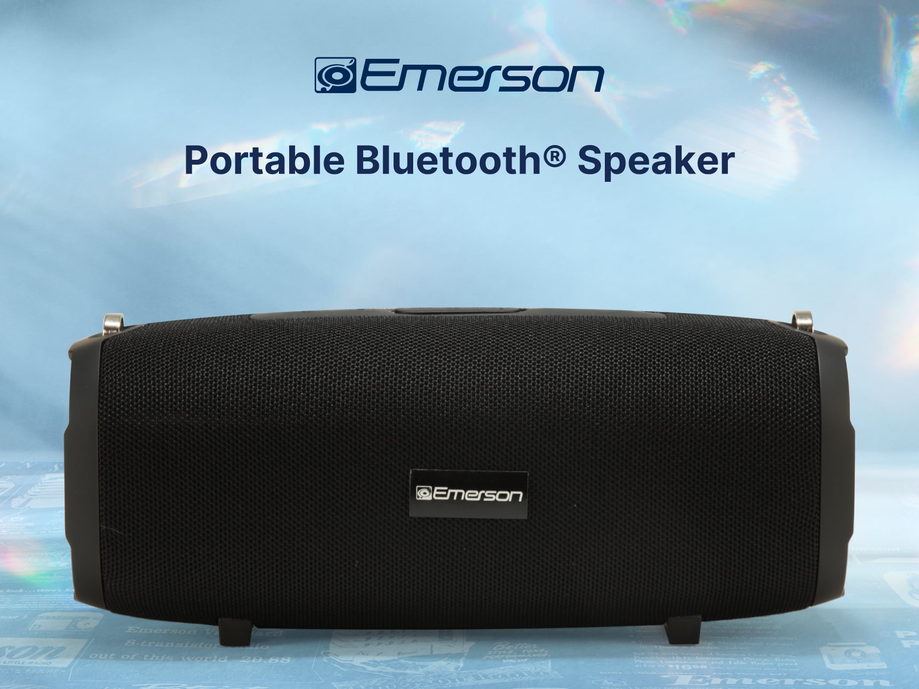 Emerson EAS-3000 Portable Bluetooth Speaker with Carrying Strap, Black