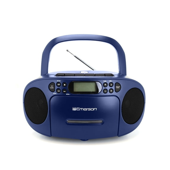 Emerson Portable CD Player Boombox with Cassette Player, AM/FM Radio, Tape Recorder, AUX, Headphone Jack, Dual Speakers, AC/DC & Battery Operated - Stereo System for Home, Indoor & Outdoor Use