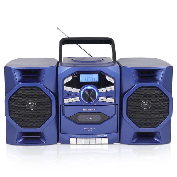 Emerson Portable CD Player & Cassette Player Boombox With AM/FM Radio, MP3, Aux, Mic Input | Best Stereo System For Home, Parties, Indoor, Outdoor | Loud Big Speakers
