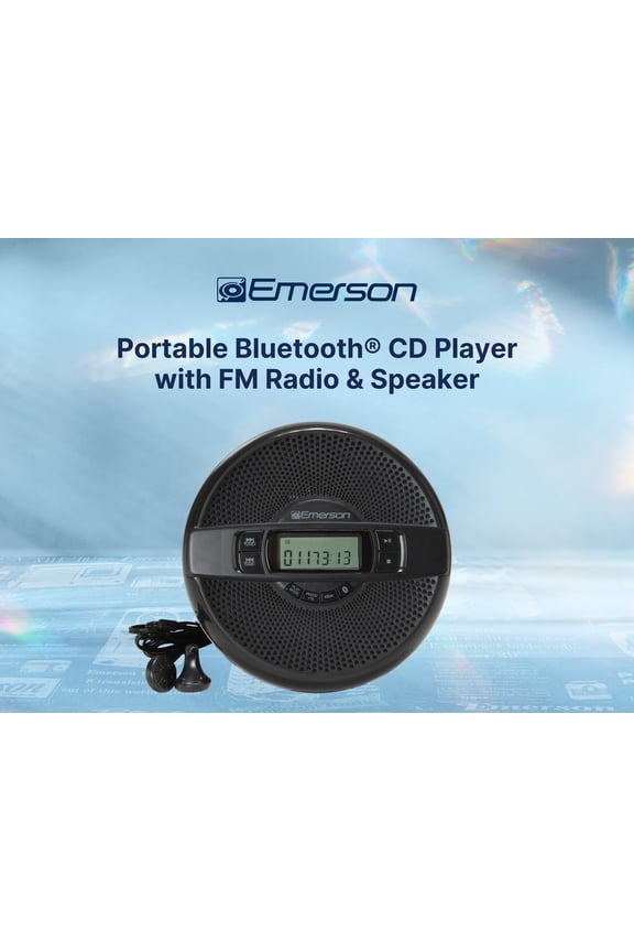EPCD-2000 Portable Bluetooth® CD Player with FM Radio & Speaker, Black