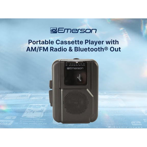 Emerson EPC-1001 Portable Cassette Player with Bluetooth Out, Gray