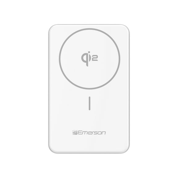 Emerson Power Bank with 15W Qi2 Magnetic Wireless Charging and 20W Wired Output Charging, White - PBW1010W