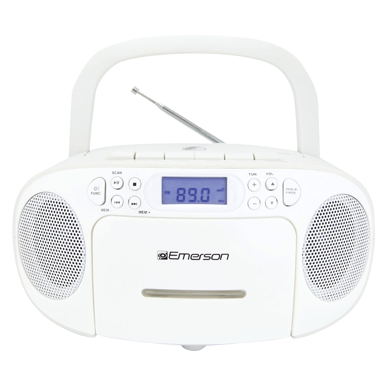 Emerson Radio/CD/Cassette Player Boombox, White