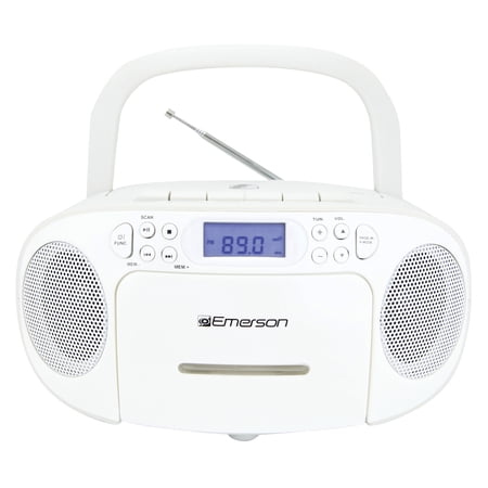 Emerson Radio/CD/Cassette Player Boombox, White
