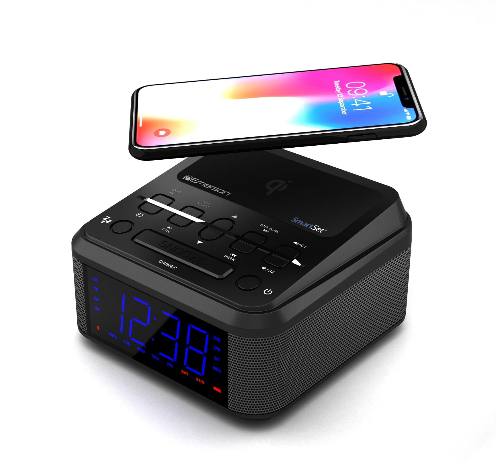 Wireless Charging FM Clock Radio with Bluetooth Streaming