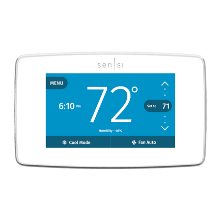 Emerson - Sensi Touch Smart Programmable Wi-Fi Thermostat-Works with Alexa, C-Wire Required - White