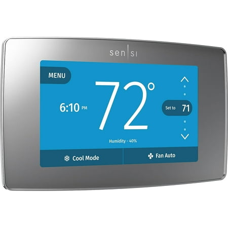 Emerson - Sensi Touch Smart Programmable Wi-Fi Thermostat- Works with Alexa, C-Wire Required - Silver