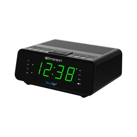 Emerson SmartSet AM/FM Dual Alarm Clock Radio, 0.9" Jade Green LED Display, CKS1900