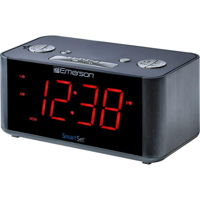 Emerson SmartSet Alarm Clock Radio with Bluetooth Speaker, USB Charger