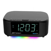 Emerson SmartSet Dual Alarm AM/FM Clock Radio, Bluetooth Speaker, Type C USB Port and 7 Color LED Pulse to Music Lights, CKS8888
