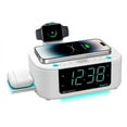 thumbnail image 1 of Emerson SmartSet Multiple Wireless Charging, Dual Alarm FM Clock Radio with Bluetooth, Dual USB Charging, 1.2" Cyan LED Display and Décor, CKSW5010, 1 of 7