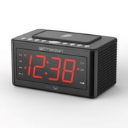 Emerson SmartSet Wireless Charging, Dual Alarm Clock Radio, 1.4  Red LED Display, Temperature Sensor, CKSW0555