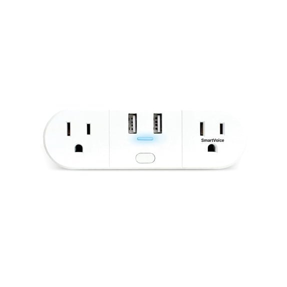 Emerson SmartVoice 4-in-1 Dual Wall Plug, Offline 30+ Voice Commands, No APP, No WIFI, Smart Outlet w/ 2 AC Outlets, 2 USB-A , Timer, ETL Listed
