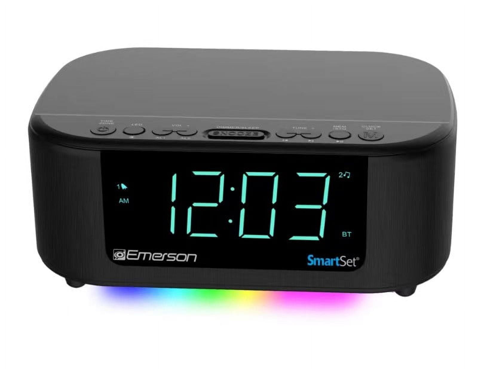 Emerson SmartSet Dual Alarm AM/FM Clock Radio, Bluetooth Speaker, Type