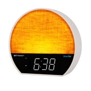 Emerson Sunrise SmartSet Alarm Clock Radio - 1.2" LED Display, White Noise, 6 Soothing Sounds, 8-Color Dimmable LED, Bluetooth Speaker, White - CKSS7071