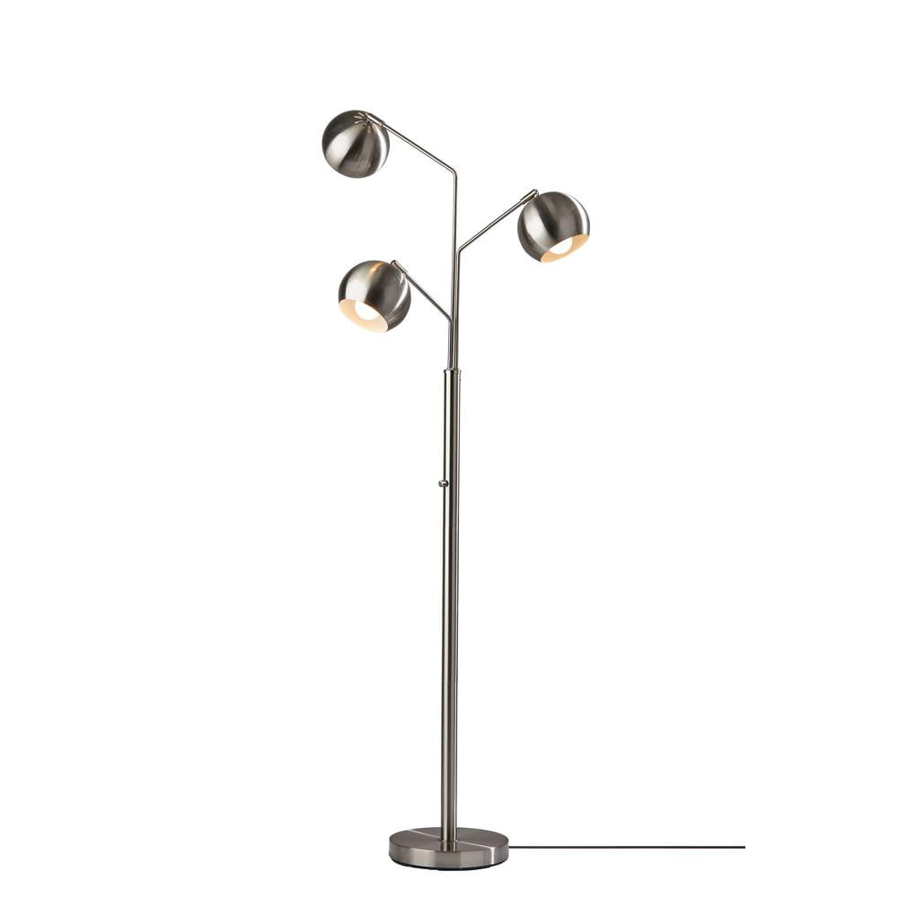 Adjustable Brushed Steel Multi-Head Tree Floor Lamp