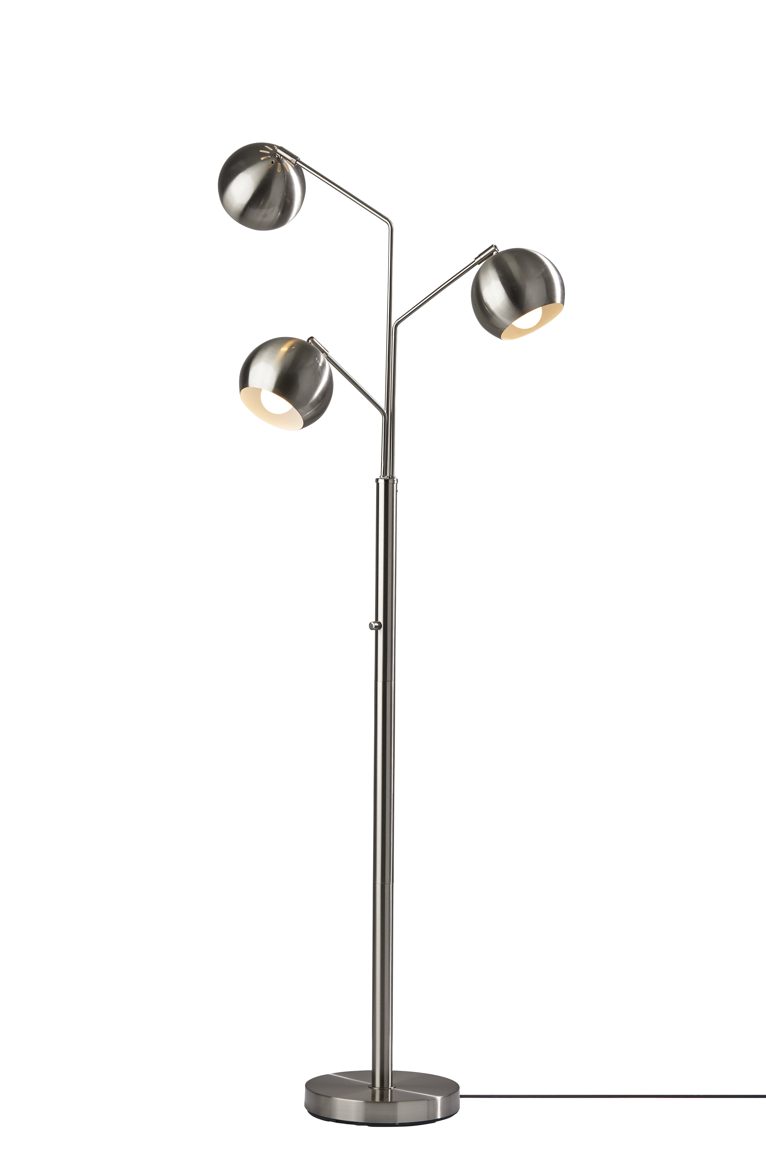 Adjustable Brushed Steel Multi-Head Tree Floor Lamp