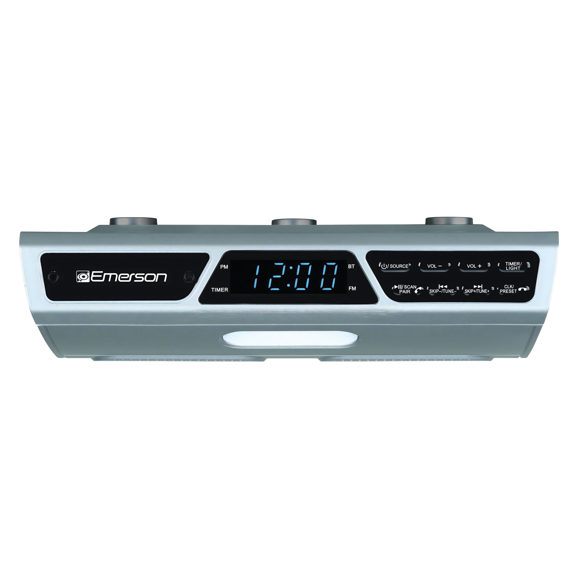 Emerson EKR-1000 Undercabinet Bluetooth Speaker with FM Radio, Silver