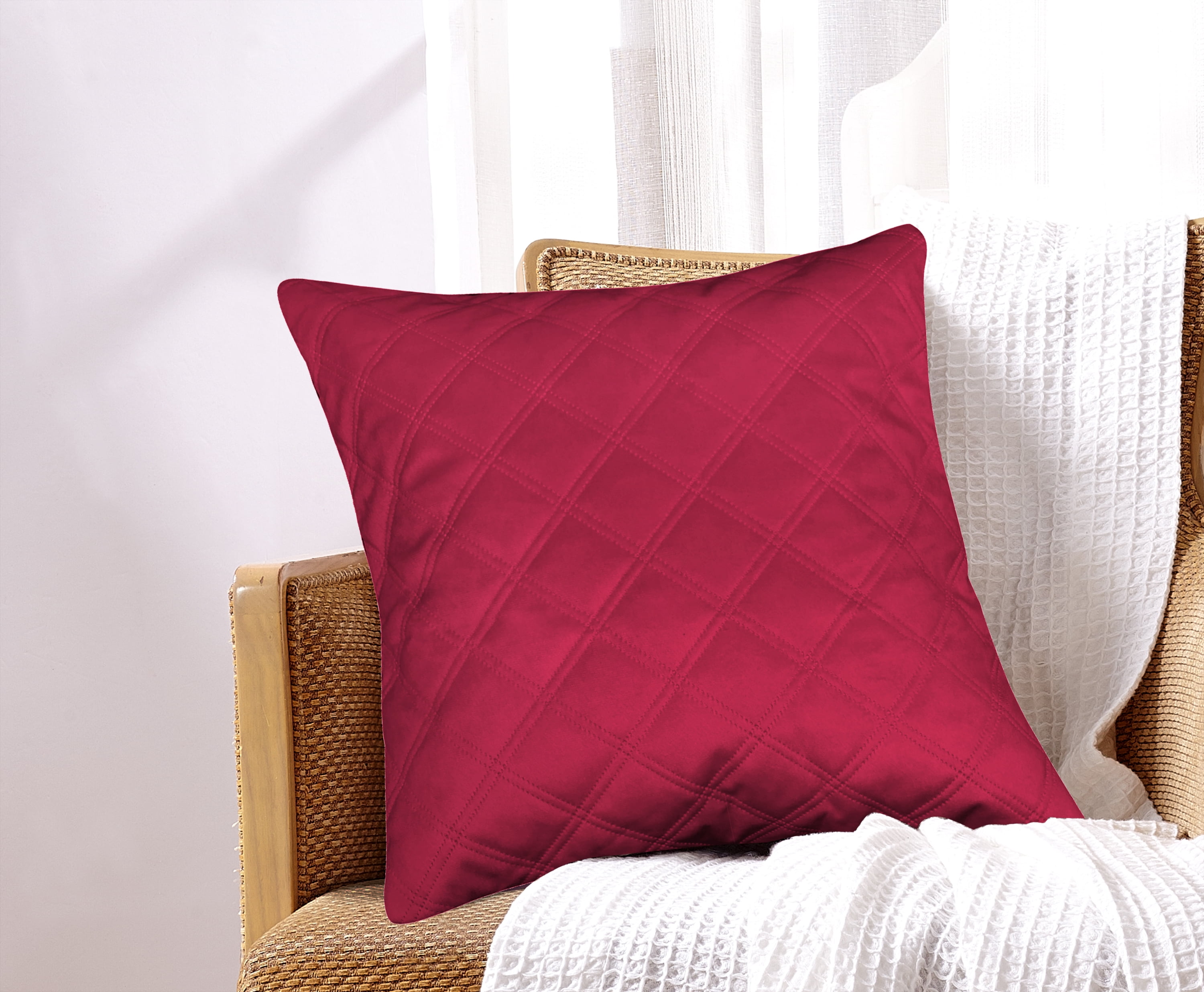 Emerson Velvet Embossed Throw Pillow 18x18 Red