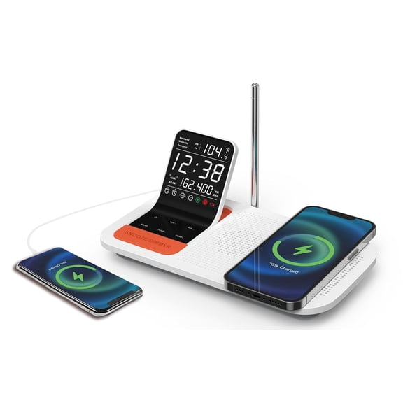 Emerson WBS12 NOAA Weather Band Clock Radio with Hurricane Alerts, SmartSet & Battery Backup, 15W Wireless Charging, USB-C & USB-A, Dual Alarm, Temp Sensor, 0.6 LCD