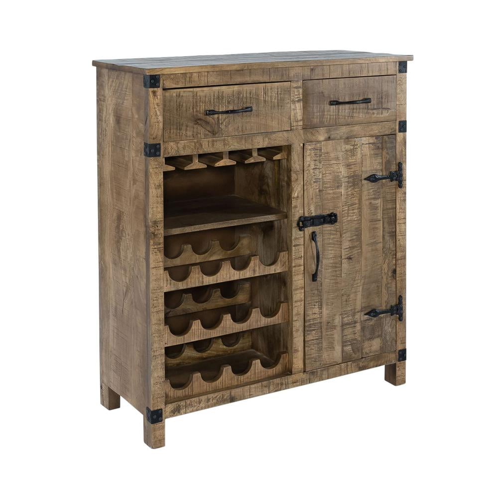 Emerson Weathered Honey Mango Wood Wine Cabinet