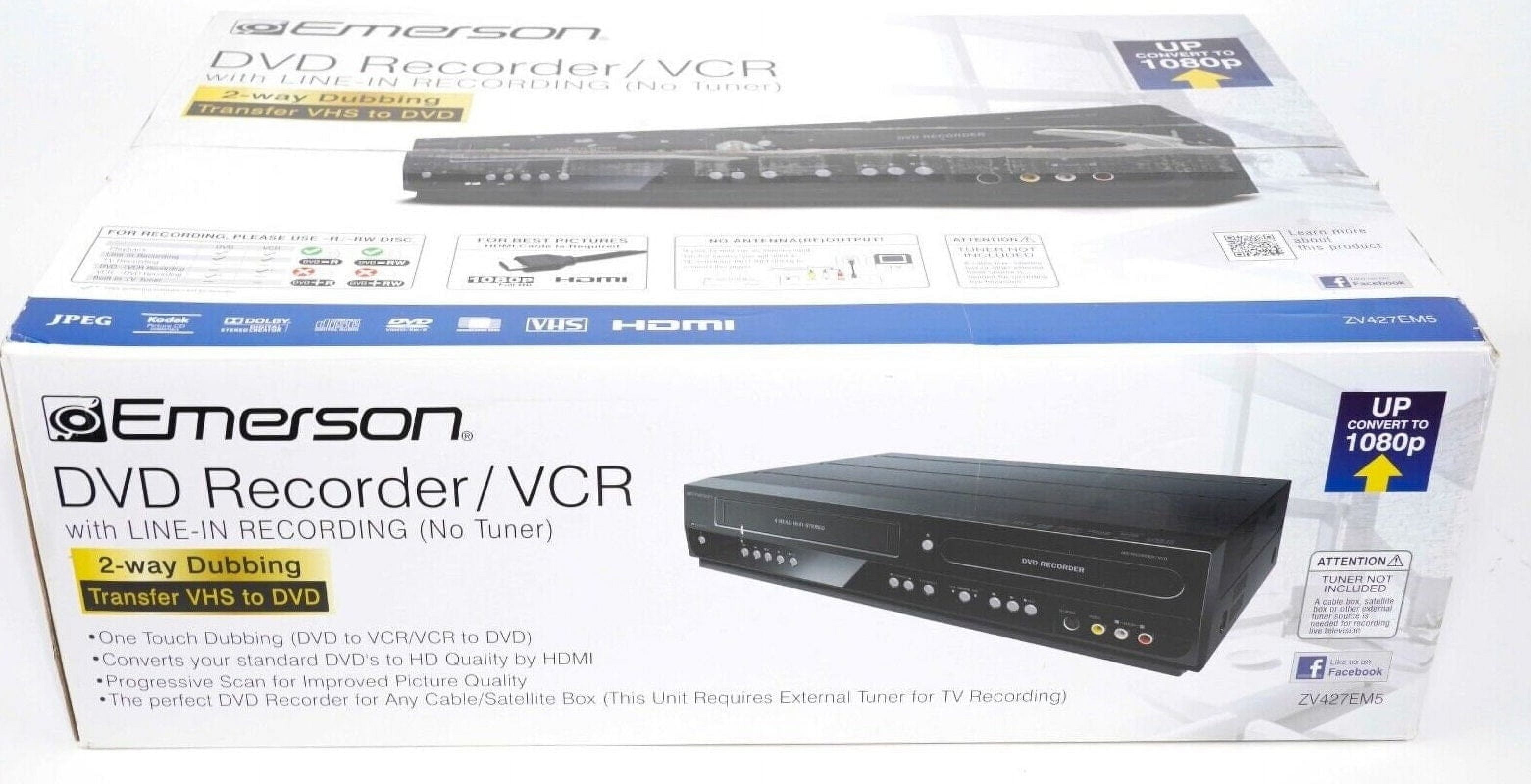 Emerson ZV427EM5 DVD/VCR コンボDVDレコーダーとVCRプレーヤー HDMI 1080p DVD/VHS プログレッシブスキャンビデオ出力 5速で最大6時間録画 Emerson ZV427EM5 DVD⁄VCR Combo DVD Recorder 3025