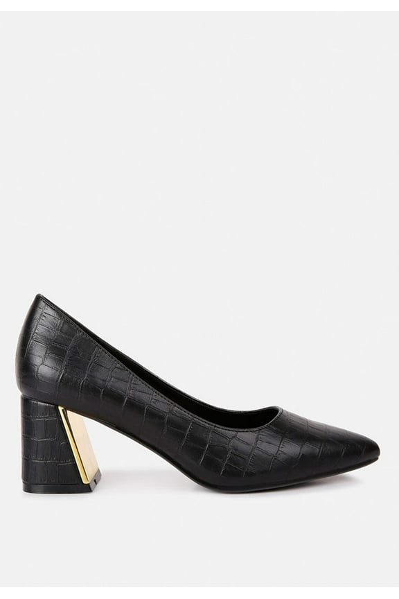 Emersyn Croc Block Heel Pump Shoes