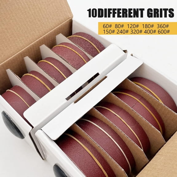 Emery Cloth Roll of 10 Rolls, 60 80 120 150 180 240 320 360 400 600 Grit Abrasive Sand Paper, Sandpaper Variety Pack with Dispenser for Metal Glass Carpentry Paper(6M)