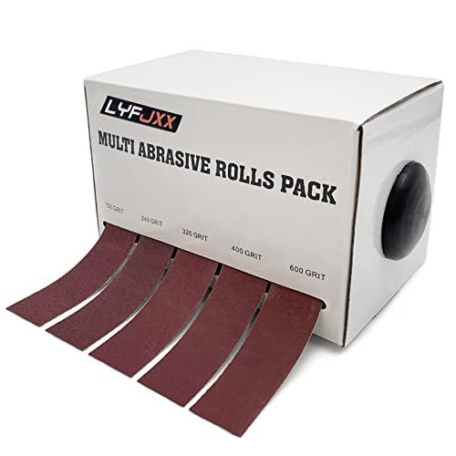 Emery Cloth Roll, 5 Grits150 240 320 400 600 Grits 8 Meters Abrasive Sandpaper Rolls, Aluminum Oxide Sandpaper, Sand Paper Rolls for Wood Metal Polishing,5pc Sand Paper (8M)