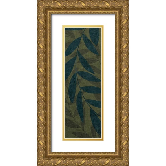 Emery, Kristin 11x24 Gold Ornate Wood Framed with Double Matting Museum Art Print Titled - Medium Green Leaves