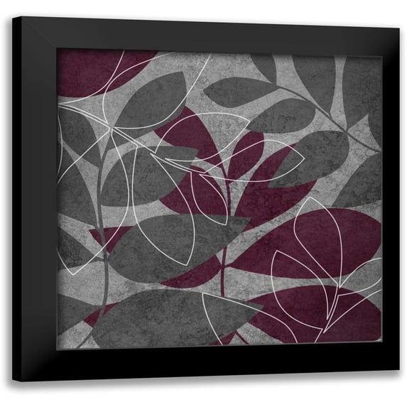 Emery, Kristin 12x12 Black Modern Framed Museum Art Print Titled - Gray and Purple Leaves I