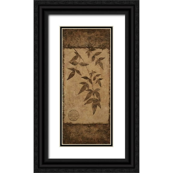 Emery, Kristin 12x24 Black Ornate Wood Framed with Double Matting Museum Art Print Titled - Leaves Choc Brown