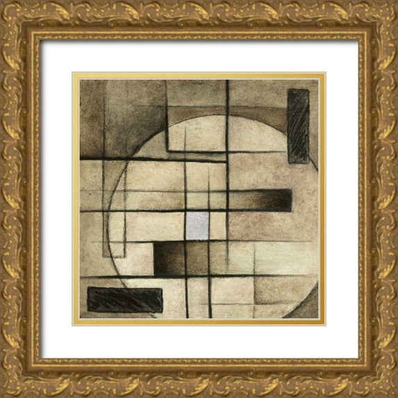 Emery, Kristin 15x15 Gold Ornate Wood Framed with Double Matting Museum Art Print Titled - Brown Circle Box II