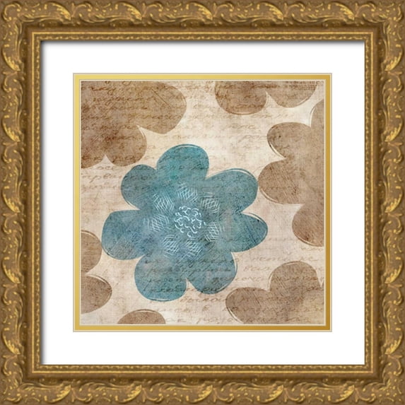 Emery, Kristin 15x15 Gold Ornate Wood Framed with Double Matting Museum Art Print Titled - Flower Pattern Words I