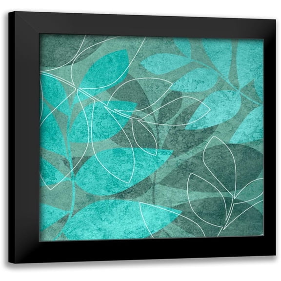 Emery, Kristin 20x20 Black Modern Framed Museum Art Print Titled - Teal Leaves I