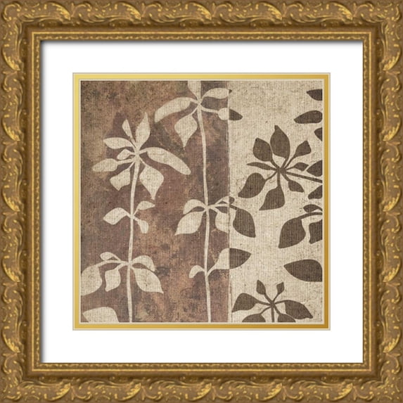 Emery, Kristin 20x20 Gold Ornate Wood Framed with Double Matting Museum Art Print Titled - Neutral Leaves II
