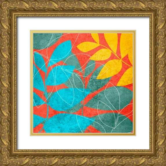 Emery, Kristin 20x20 Gold Ornate Wood Framed with Double Matting Museum Art Print Titled - Tango Leaves 1