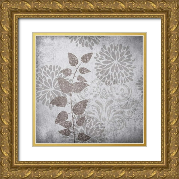 Emery, Kristin 20x20 Gold Ornate Wood Framed with Double Matting Museum Art Print Titled - Warm Gray Flowers I