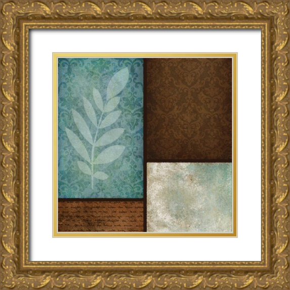 Emery, Kristin 26x26 Gold Ornate Wood Framed with Double Matting Museum Art Print Titled - Patterns and Ferns III