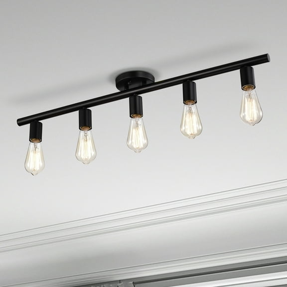 Emery Matte Black 5-Light Metal Linear Flush Mount