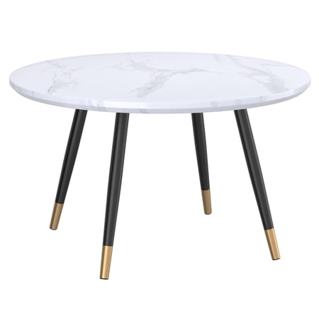 Contemporary MDF and Metal Round Coffee Table White and Black